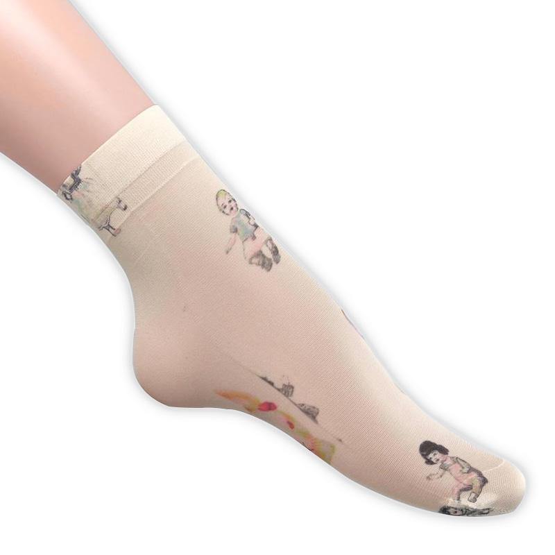 Womens Cute Sweet Short Ultrathin Stockings Girls Printed Patterns Flower Buttefly Ankle Socks Set 6 Pairs - CHALIER