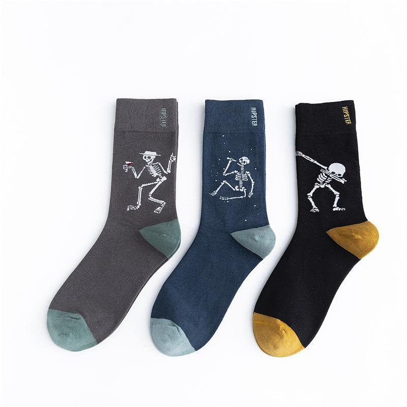 Unisex Painting Style Men Socks Cotton Harajuku Colorful Full Socks Couple Funny Casual Cotton Socks 3 Pairs - CHALIER