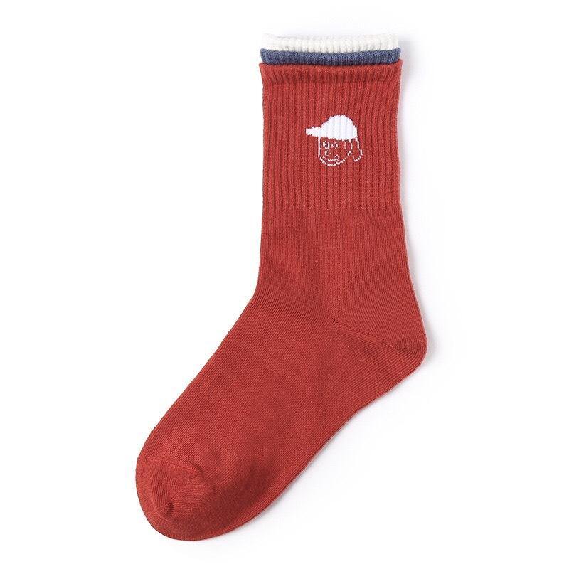 Chalier Men Crew Cotton Casual Socks Fashion Style Red 1 Pair - CHALIER