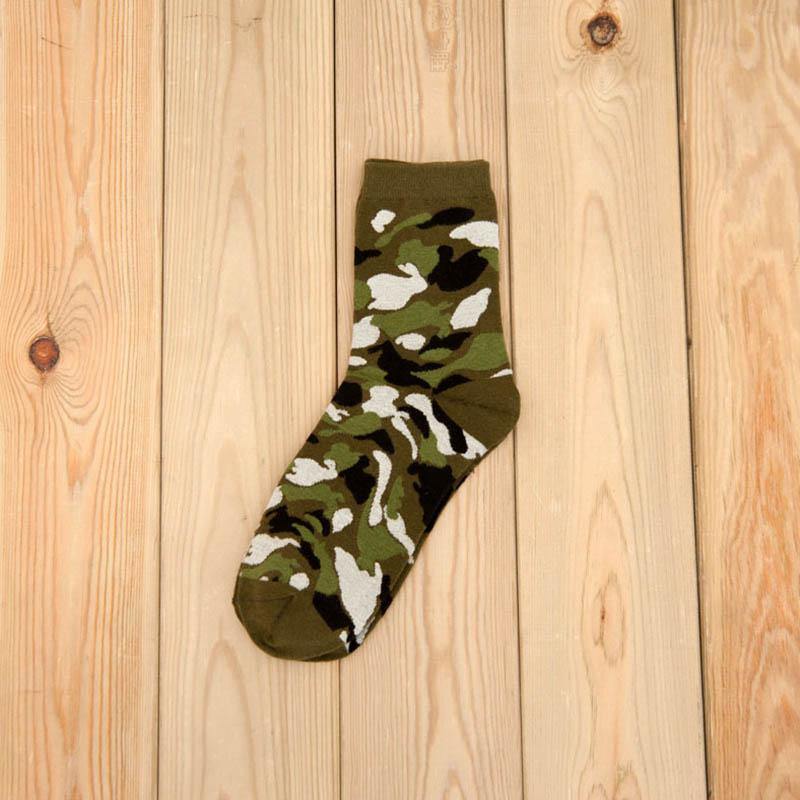 Mens Cotton Crew Socks Outdoor Camouflage Training Casual Socks Set 5 Pairs - CHALIER
