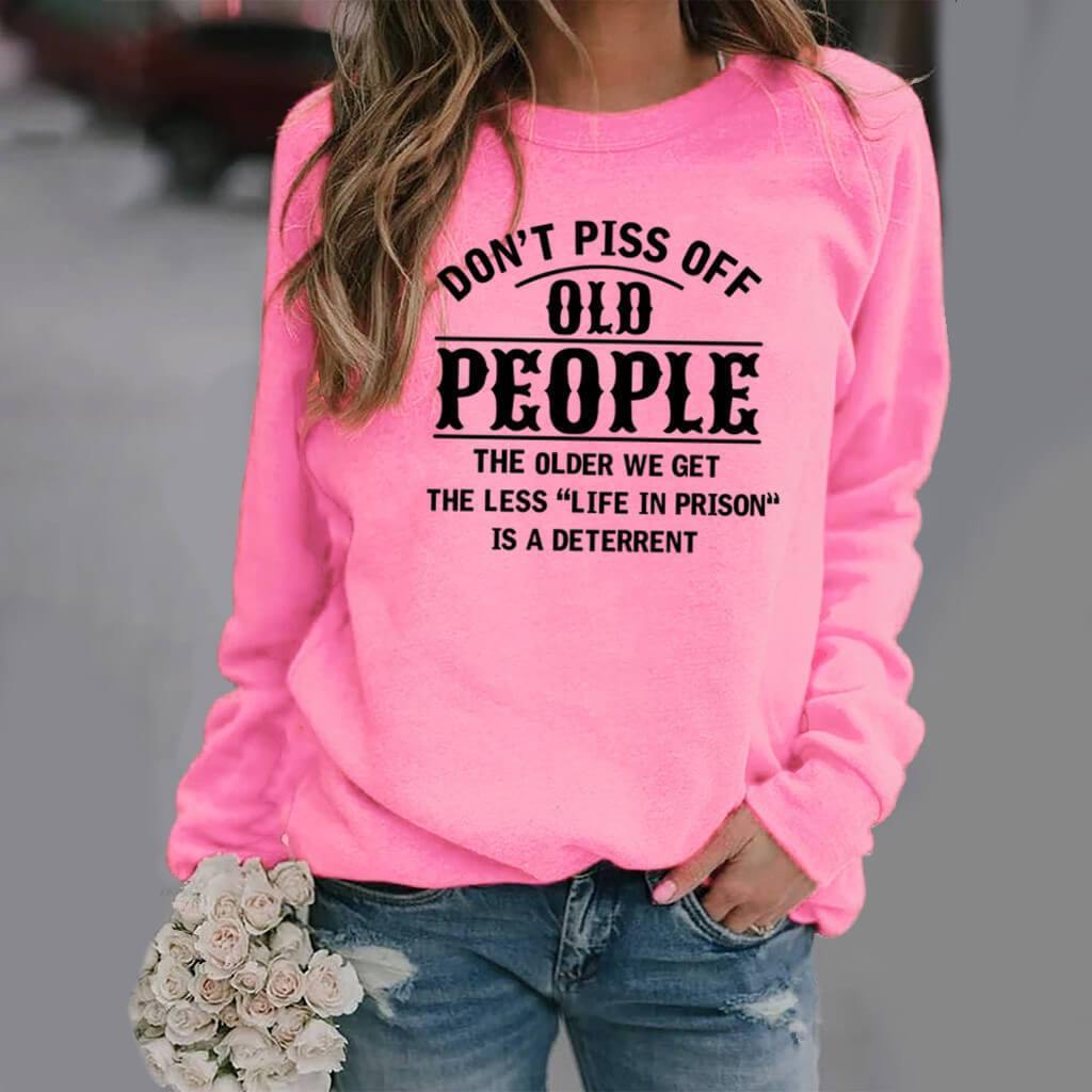 Ladies Long Sleeve Casual Letter Print Sweatshirt - CHALIER