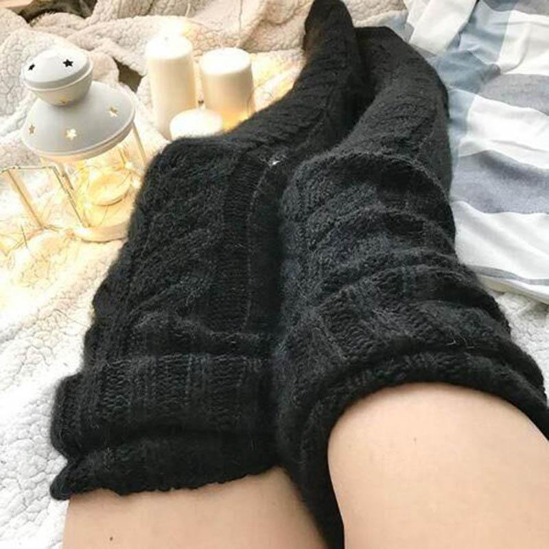Womens Knitted Socks Thickened Thigh High Socks - CHALIER