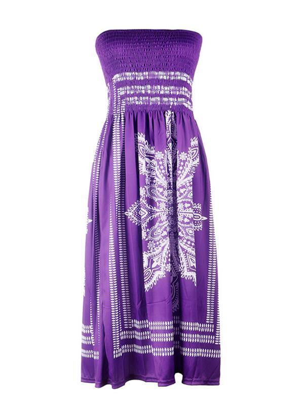 Women's Floral Print Strapless Tube Mini Dress Holiday - CHALIER