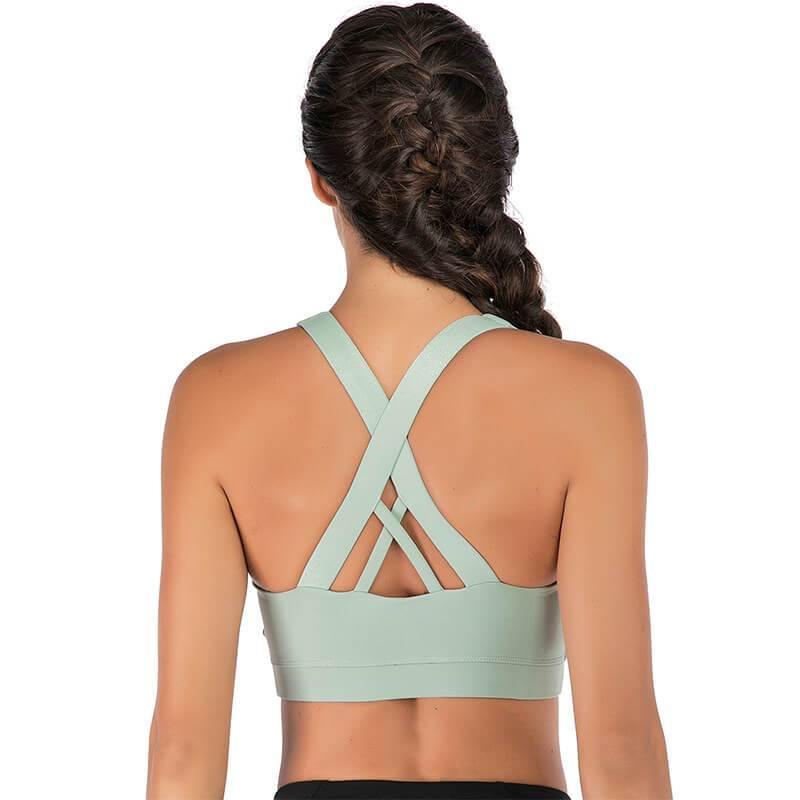 Sports Bra for Women Medium Support Criss-Cross Back Padded Yoga Bra with Removable Cups - CHALIER