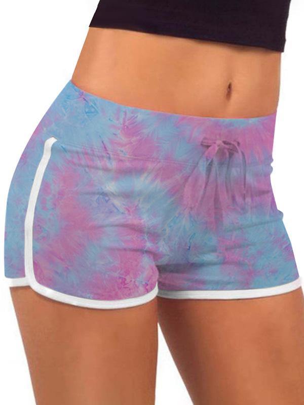 Women's Sports Sweat-absorbent Tie-dyed Tight Shorts Elastic Hot Pants - CHALIER