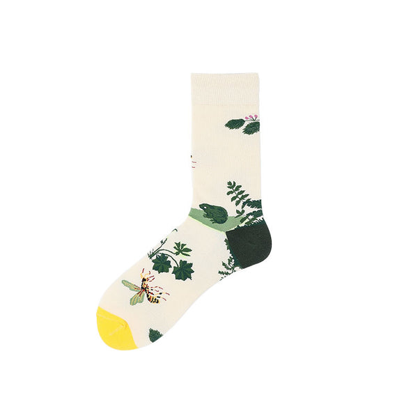 Chalier Mens Casual Crew Art Frog Socks