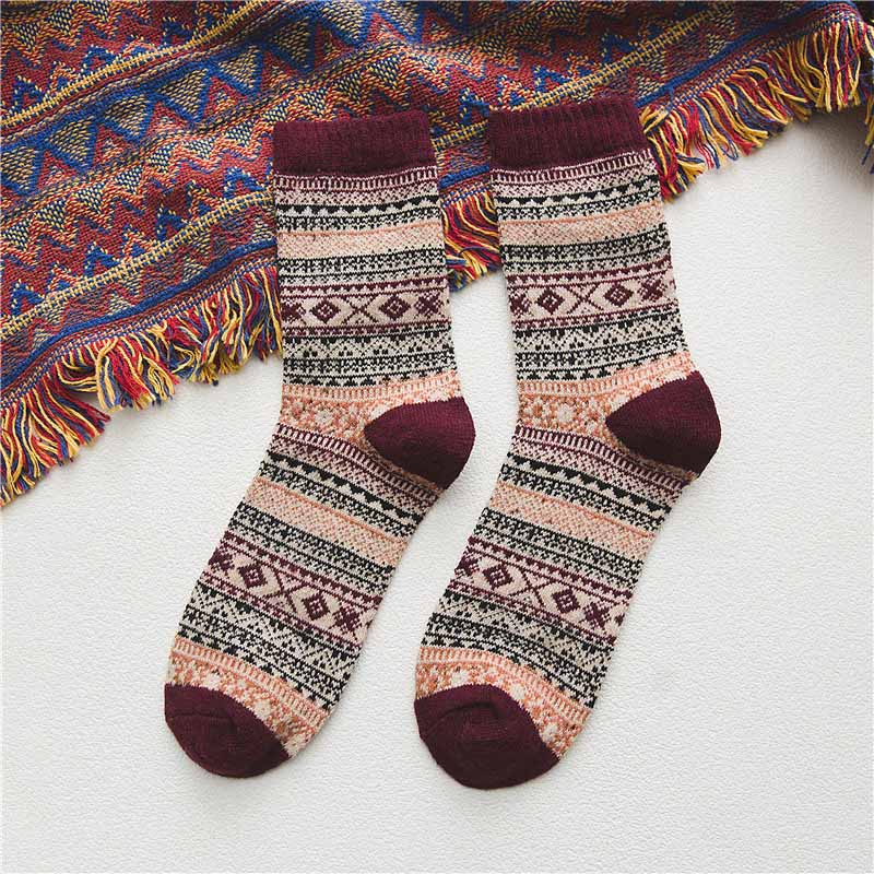 Mens Winter Socks Warm Vintage Exotic Knitted Socks 5 Pairs Gift