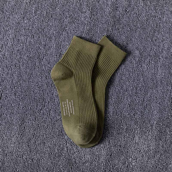 Chalier Men Casual Socks Simple Style Army Green 1 Pair