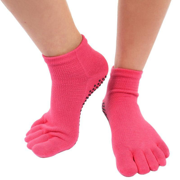 Womens Yoga Socks Solid Colors Fingerless Non-slip Sports Grip Socks - CHALIER