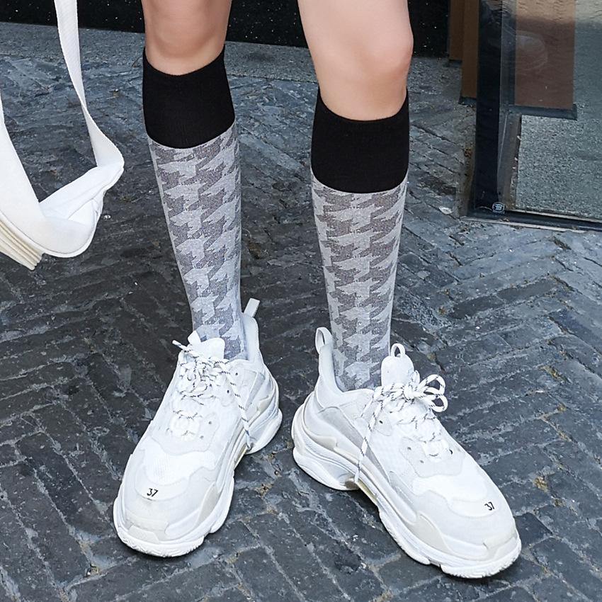 Calf Socks Knee-length Fitness Sports Yoga Stockings Plaid and Houndstooth - CHALIER