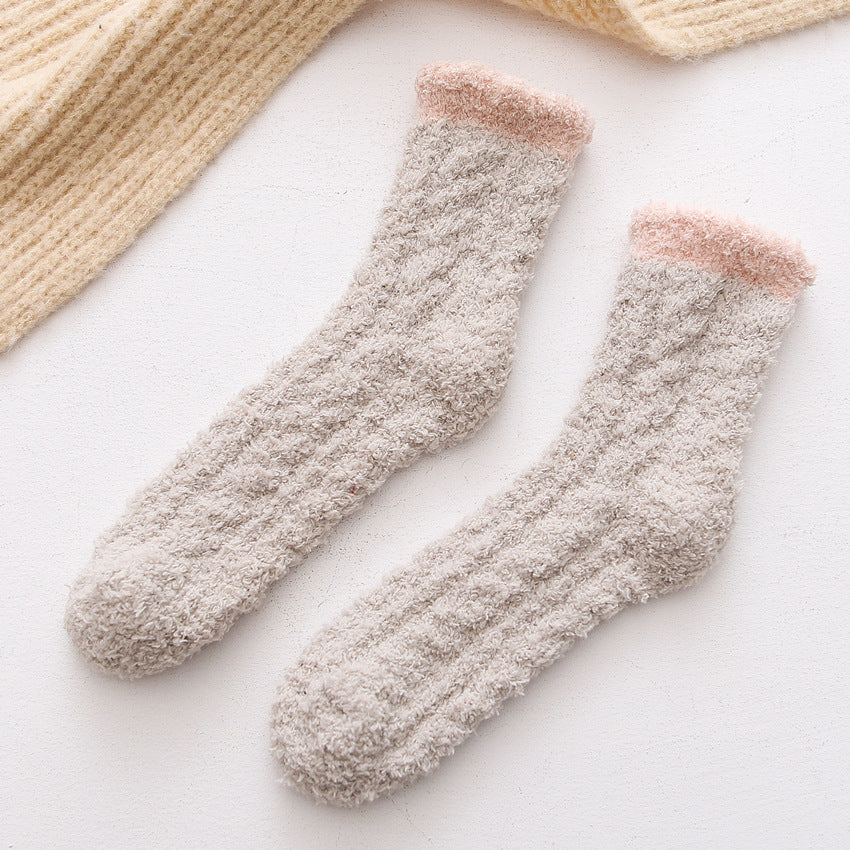 Womens Coral Fleece Socks Home Thick Slipper Sleep Socks Winter Socks Set 7 Pairs
