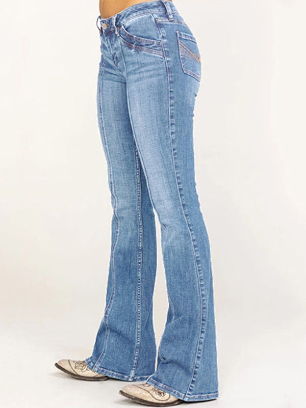 Women's Jeans Tight Bell-bottom Trousers Low-Rise Pants