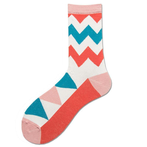 Chalier Men Socks British Style Geometric Pattern White - CHALIER