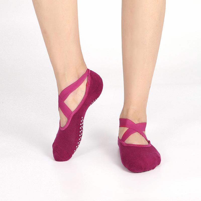 Women Yoga Socks Non Slip Grips Socks with Straps For Hospital, Home Slipper Socks - CHALIER
