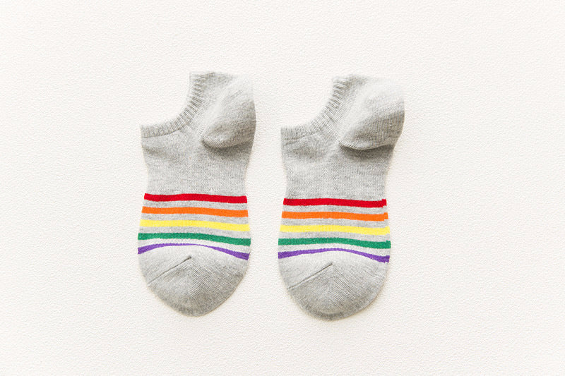 Chalier Women Cotton Socks Rainbow Stripe