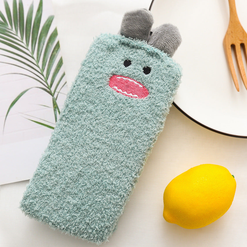 Womens Winter Warm Fuzzy Slipper Socks Cute Animals Socks Set 5 Pairs