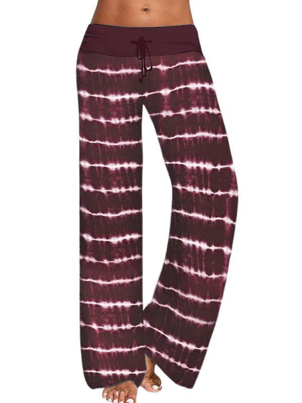 Women's Loose Pants Home Tie-dye Printed Stripes Yoga Slacks - CHALIER