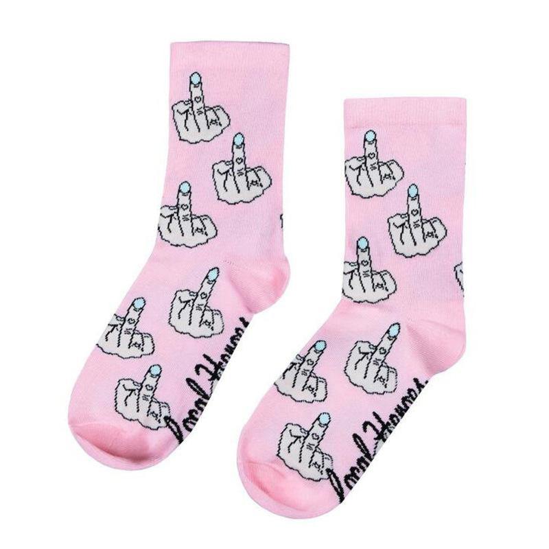 Womens Casual Funny Crazy Crew Socks Middle Finger Novelty Hip-hop Socks - CHALIER