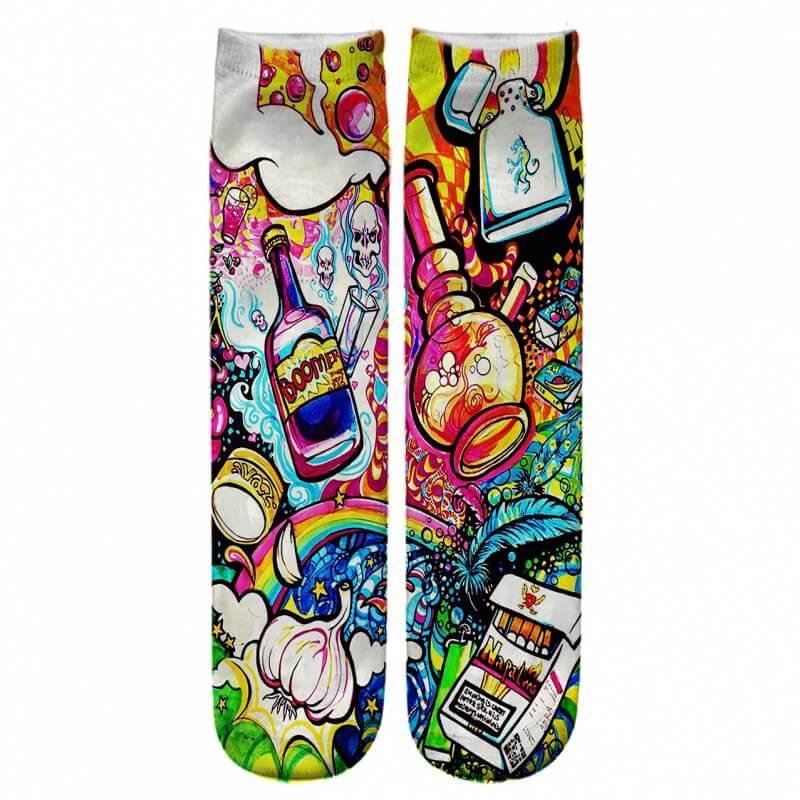 Men Novelty Fashion Design 3D Printed Summer High Quality Unisex Hip Hop Elastic Cotton Socks - CHALIER