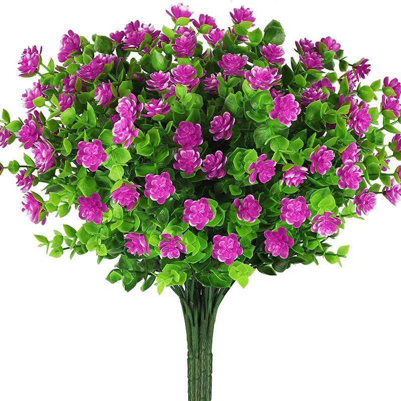 Artificial Flowers Mini Lotus Faux Plastic Greenery Shrubs for Home Hanging Garden Porch Window Indoor Outdoor - CHALIER