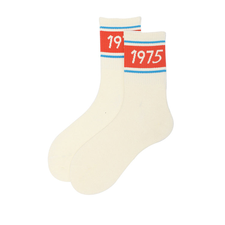 Chalier Mens Casual Cartoon 1975 Cotton Socks