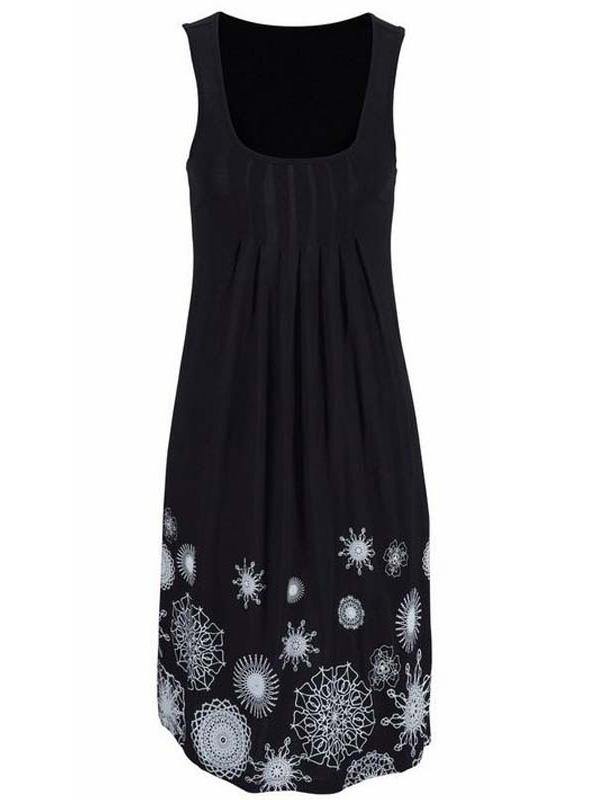 Women's Floral Print Polka Dots Sleeveness Crew-neck Vest Dress Holiday Plus Size - CHALIER