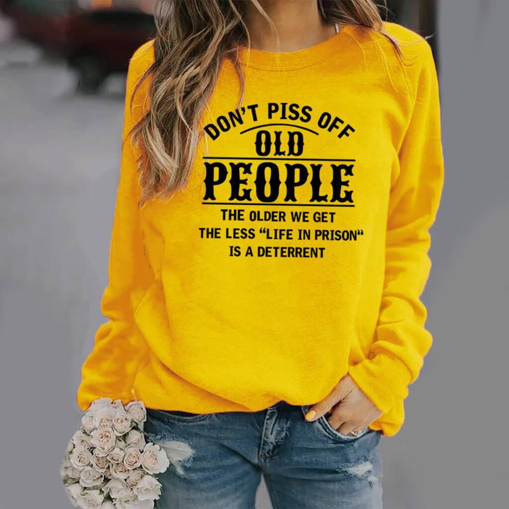 Ladies Long Sleeve Casual Letter Print Sweatshirt - CHALIER