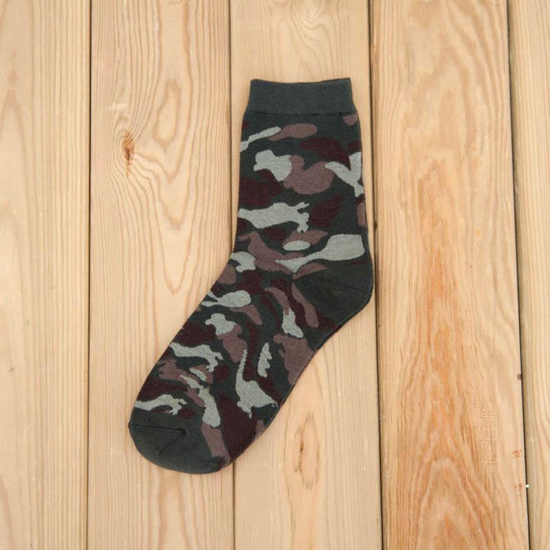 Mens Cotton Crew Socks Outdoor Camouflage Training Casual Socks Set 5 Pairs - CHALIER