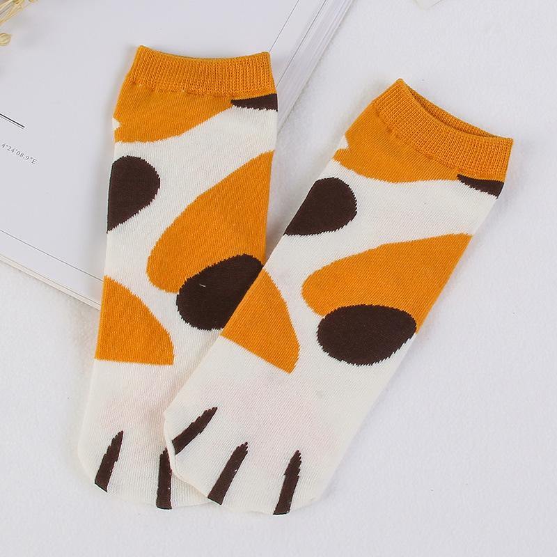 Womens Cute Socks Animals Cat Claw Pattern Socks Novel Fun Cotton Socks Set 4 Pairs - CHALIER