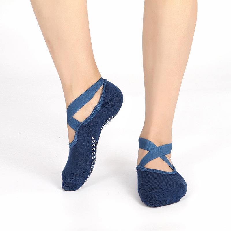 Women Yoga Socks Non Slip Grips Socks with Straps For Hospital, Home Slipper Socks - CHALIER