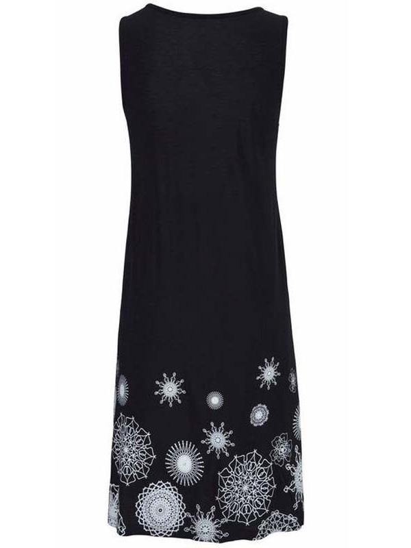 Women's Floral Print Polka Dots Sleeveness Crew-neck Vest Dress Holiday Plus Size - CHALIER