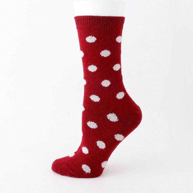 Womens Winter Warm Socks Set Thickened Wool Polka Dots Socks 6 Pairs - CHALIER