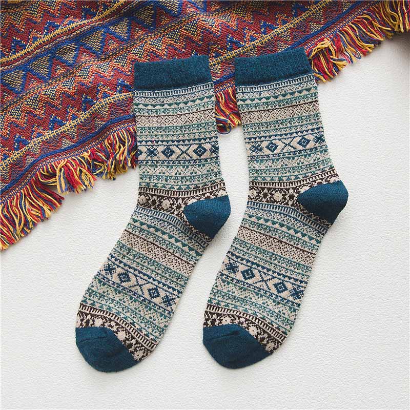 Mens Winter Socks Warm Vintage Exotic Knitted Socks 5 Pairs Gift