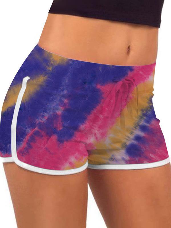 Women's Sports Sweat-absorbent Tie-dyed Tight Shorts Elastic Hot Pants - CHALIER