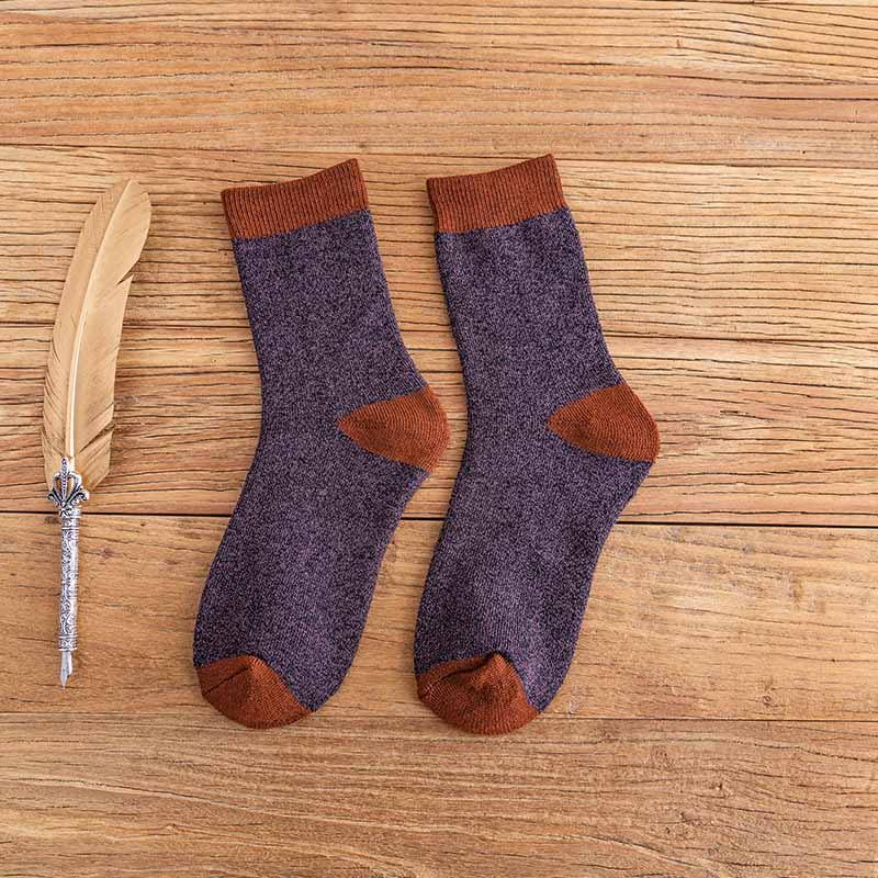 Mens Winter Warm Cozy Wool Socks Crew Thickened Towel Socks Set 6 Pairs - CHALIER