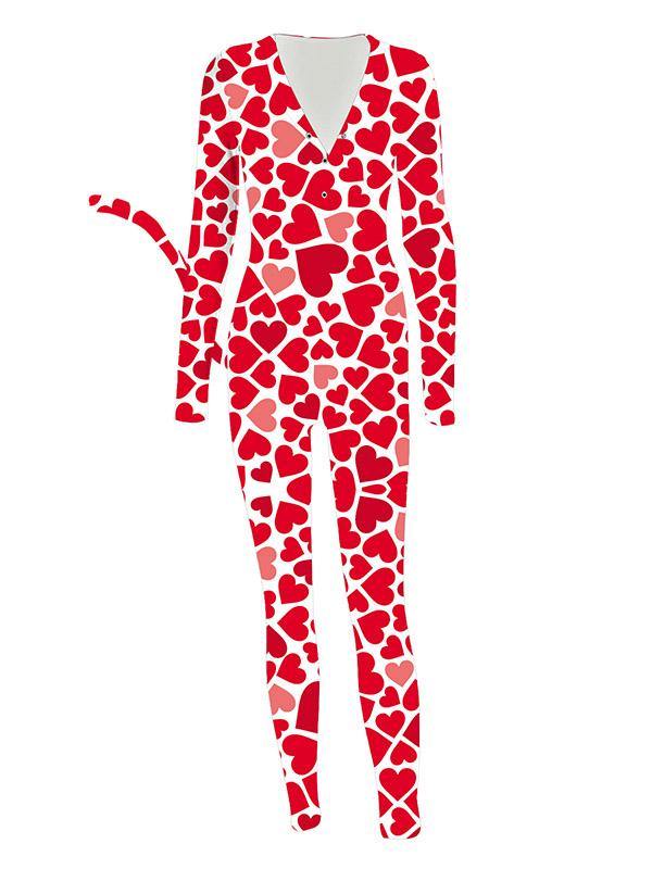 Women's Sexy V-neck Animal PrintS Long-sleeved Tail Jumpsuits - CHALIER