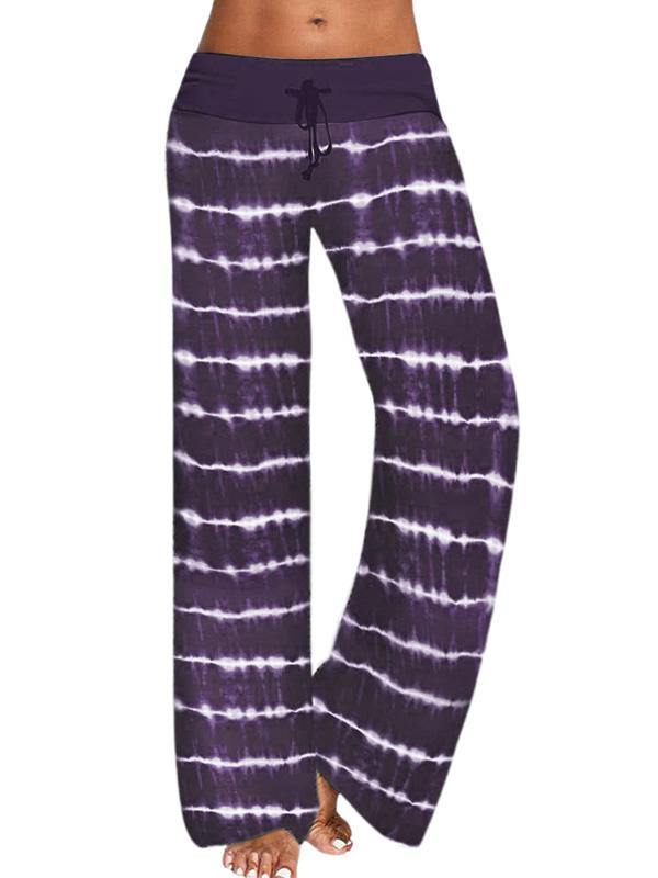 Women's Loose Pants Home Tie-dye Printed Stripes Yoga Slacks - CHALIER
