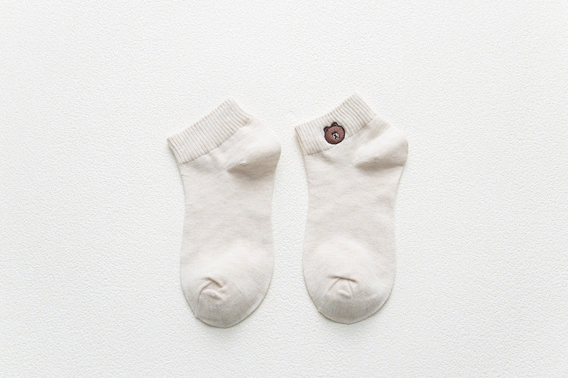 Womens Cartoon Cotton Short Socks Cute Bear Socks