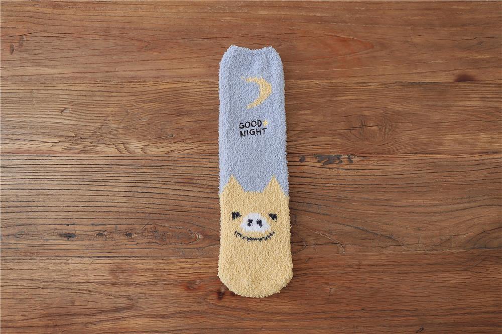 Womens Winter Warm Fuzzy Slipper Socks Cute Animals Socks Set 6 Pairs - CHALIER