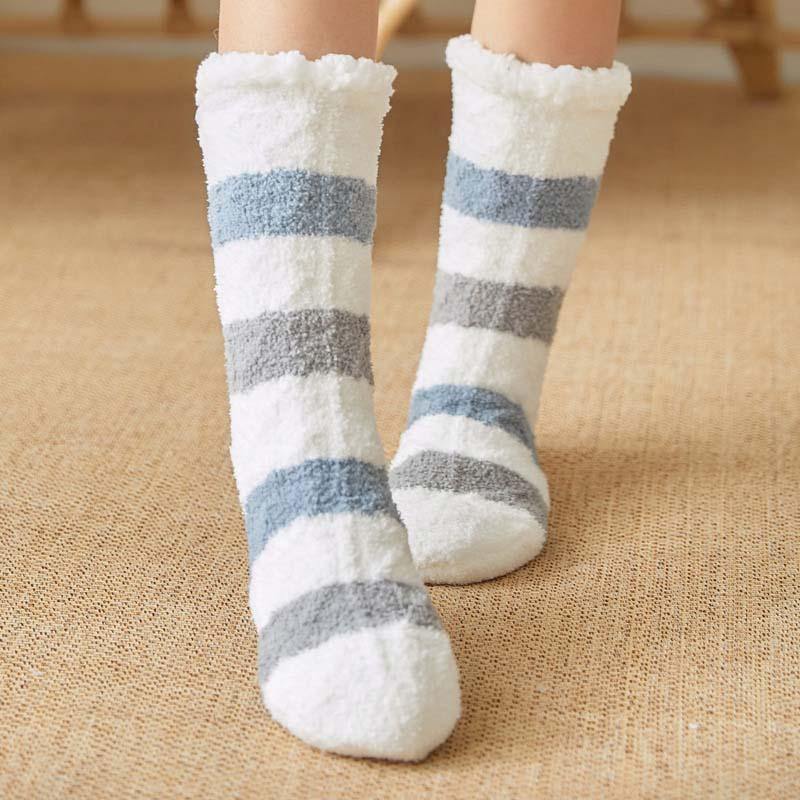 Womens Winter Super Warm Slipper Fuzzy Cozy Socks Family Non-Slip Grip Socks 2 Pairs Socks Set - CHALIER