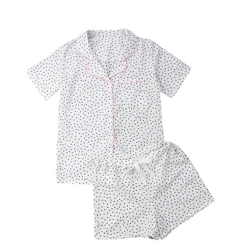 Women's Sleepshirts Set Stripes Sleepwear Soft Nightwear Polka Dots Pajamas Sets
