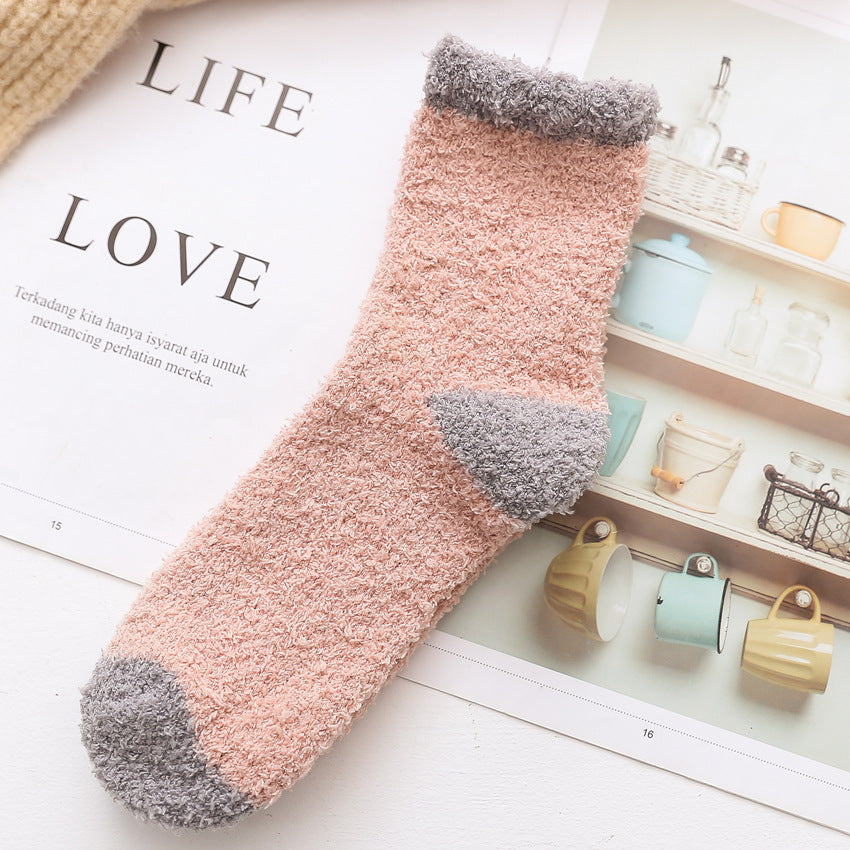 Chalier Womens Winter Socks Coral Fleece Home Slipper Socks Set 5 Pairs