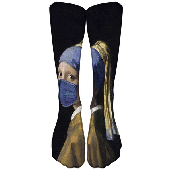 Mens Cotton Fun Crazy Socks Famous Painting Crew Socks Unisex 1 Pair - CHALIER