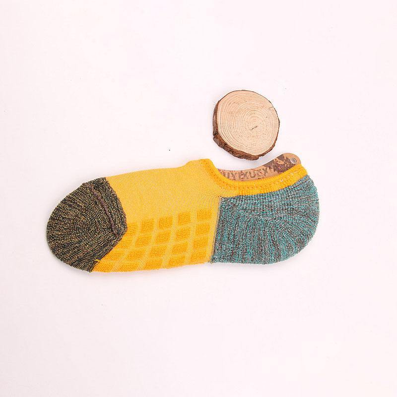 Chalier Men Athletic Socks Thicken Non-Slip Yellow 1 Pair Breathable Socks - CHALIER