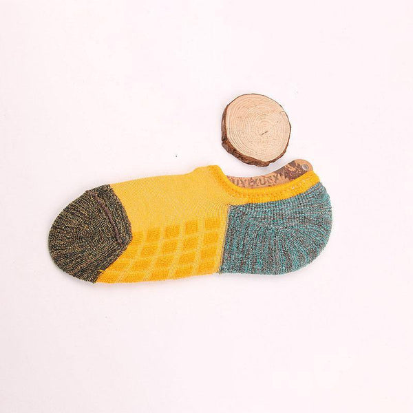 Chalier Men Athletic Socks Thicken Non-Slip Yellow 1 Pair Breathable Socks - CHALIER