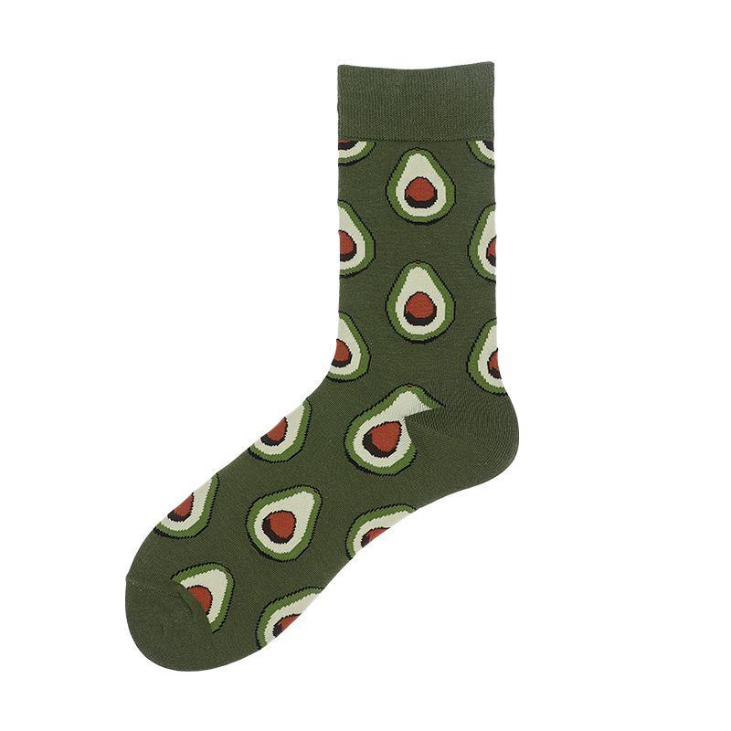 Mens Funny Socks Food Avocado Novel Cute Cotton Crew Socks 5 pairs - CHALIER