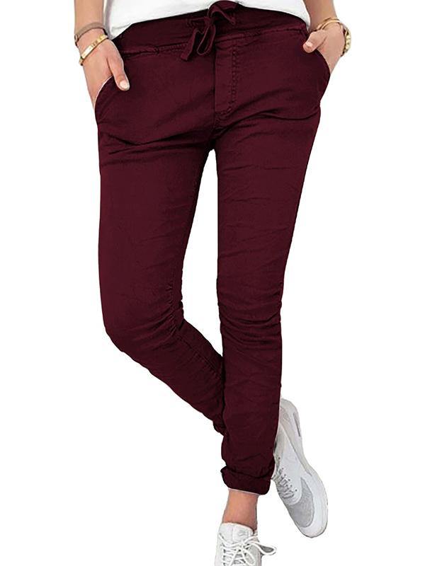 Women's Casual Stretch Cotton Leggings Solid Color Pants - CHALIER