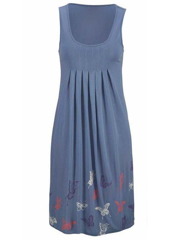 Women's Floral Print Polka Dots Sleeveness Crew-neck Vest Dress Holiday Plus Size - CHALIER