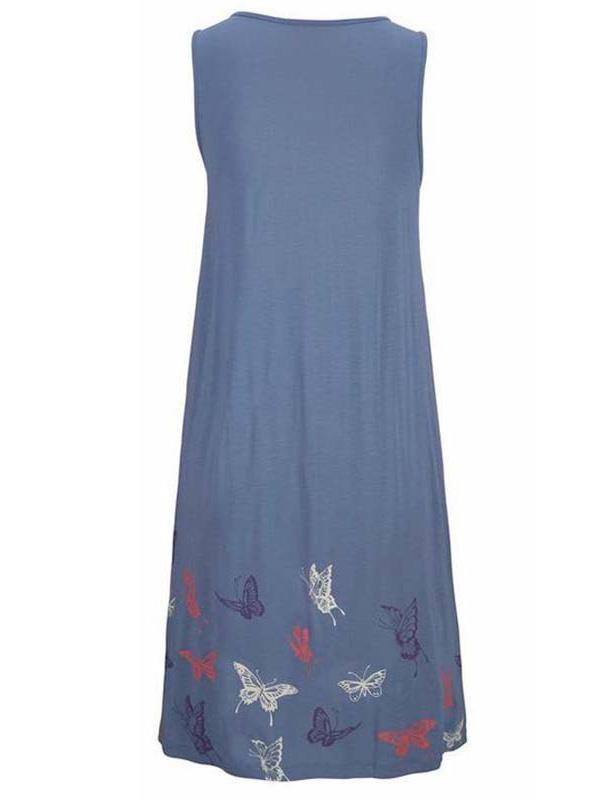 Women's Floral Print Polka Dots Sleeveness Crew-neck Vest Dress Holiday Plus Size - CHALIER