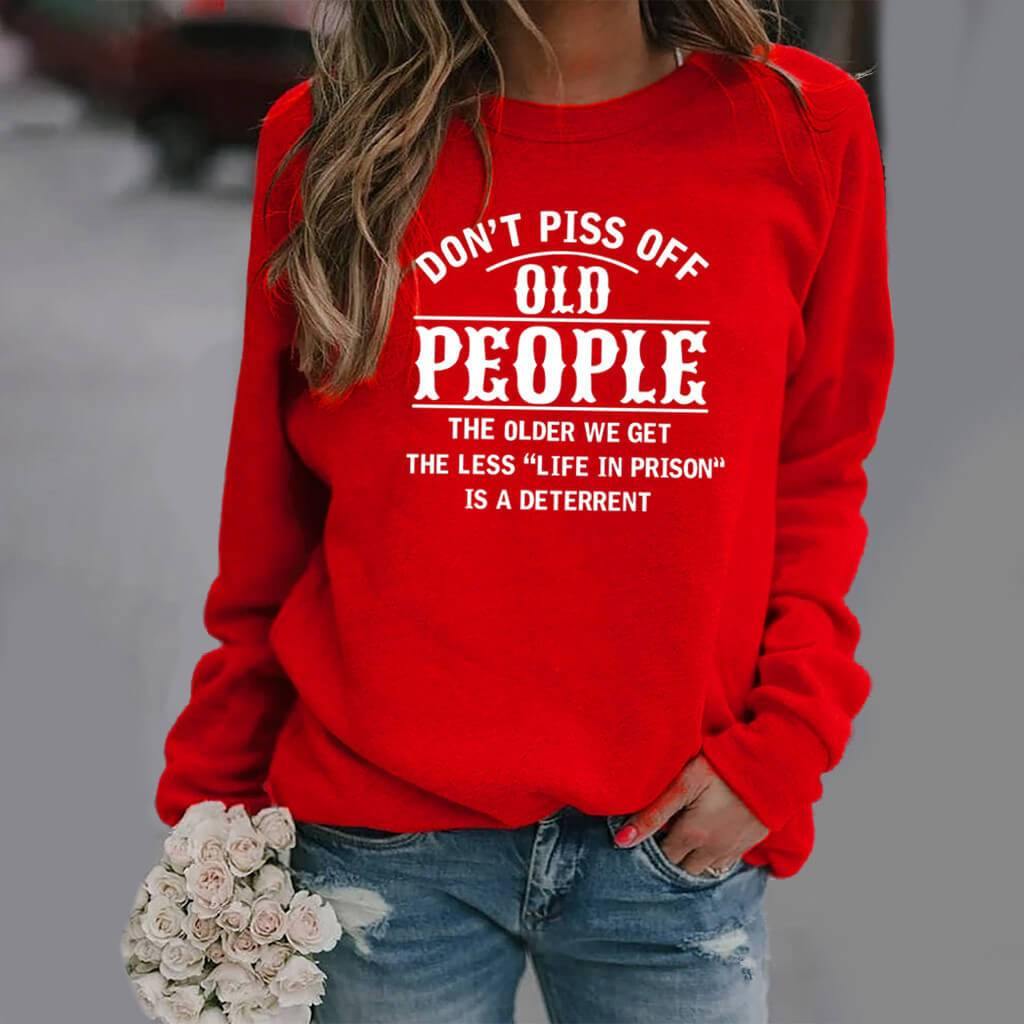 Ladies Long Sleeve Casual Letter Print Sweatshirt - CHALIER